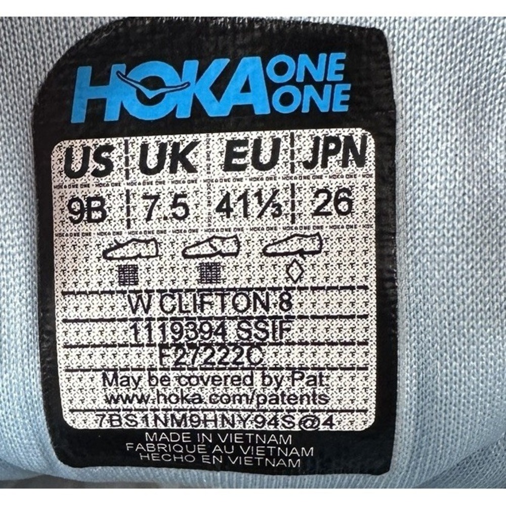 HOKA Clifton 8 Womens 9B‎ Running Shoes Summer Song Ice Flow Blue 1119394 - Picture 7 of 11